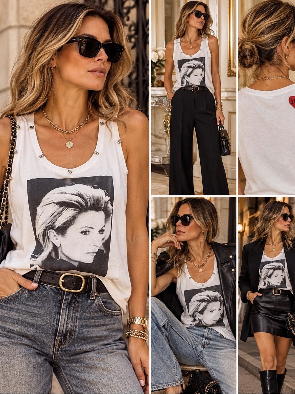 D&G Dolce & Gabbana Luc Roux Portrait Embellished Tank Top IT 48